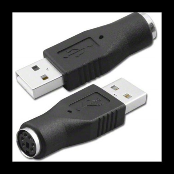 PS/2 Female to USB Male Passive Adapter-Replacement for Keyboard, Mouse, Sanoxy, Mfr#: SANOXY-VNDR-PS2-USB-blk